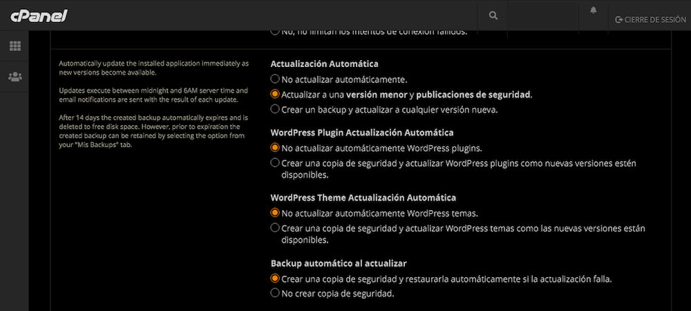 actualización automática wordpress