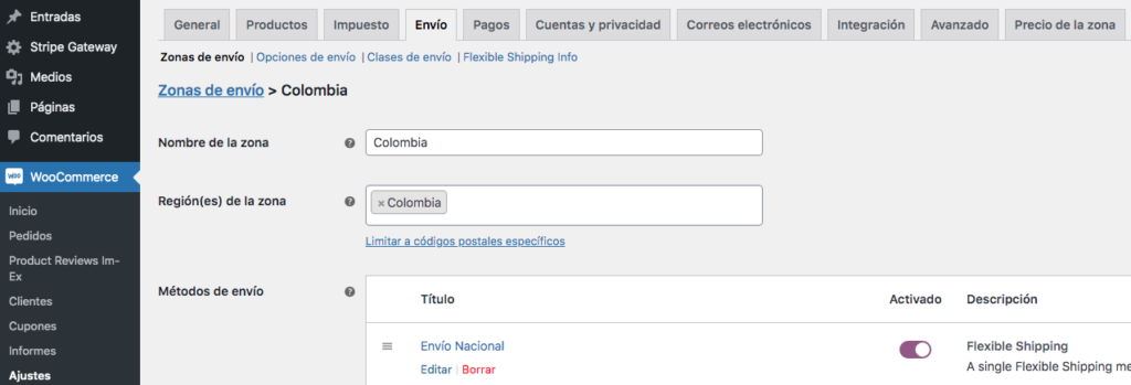 zonas de envío woocommerce 2