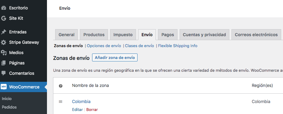 zonas de envío woocommerce 2
